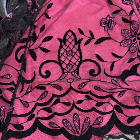 VTG Burgundy Black Sheer Slip Dress Spaghetti Straps Whimsigoth Babydoll Fairy S - Picture 7 of 14